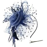 damenhut hochzeit Fest mit dem Kopfband und Clip befestigt, um es festzuhalten und Ihnen die Vielseitigkeit zu geben, es zu tragen, was Sie wollen. Sie können Ihr Haar wie ein Brötchen stylen und es als Haarspange für Brautblumen verwenden, oder Sie können es weiter zu Ihrem Gesicht hin platzieren und es als Vintage-Stil-Blumen-Fascinator tragen.