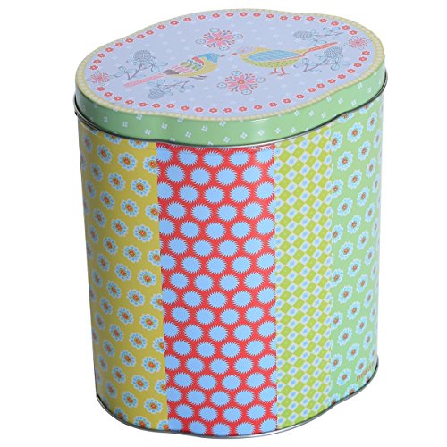 Aufbewahrungsdose Greta, hoch oval, bunt von Overbeck and Friends, Blechdose, Vorratsdose, Metalldose, Deko-Box, Aufbewahrungsbox, Deko-Dose, für Kekse Dekoration Geschenkdose Kinderzimmer Küche