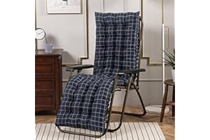 Morbuy Deckchair Auflagen für Gartenliegen, Sonnenliege Kissen Tragbare Garten Innenhof Gepolstertes Bett Relax-Liegestuhl Sitzauflage für Deckchair, Innen, Außen (48x170cm,Kariert Marineblau)