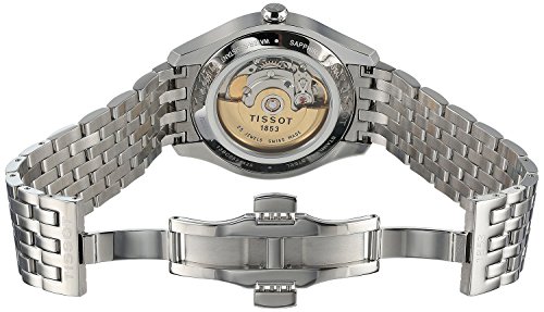 Tissot Men's T-One 38.5mm Steel Bracelet & Case Automatic Black Dial Analog Watch T038.430.11.057.00