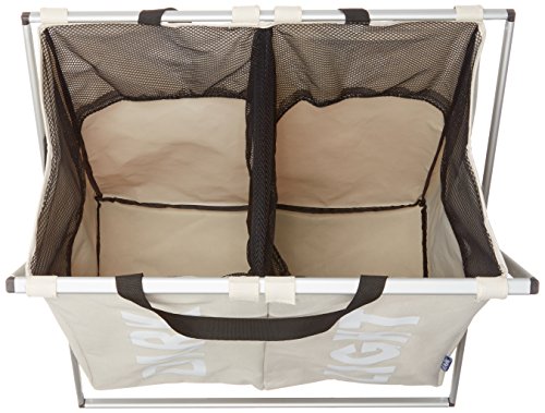 WENKO 3440112100 Wäschesammler Duo Beige – Wäschekorb, Fassungsvermögen 120 L, 100 % Polyester, 59 x 57 x 38 cm, Beige - 4
