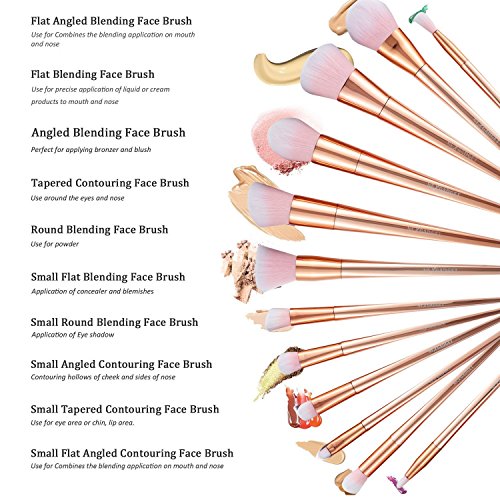 NexGadget Make Up Soft Pinsel Set 12 Stück Kosmetik Pinsel extra weiche und dichte Fasern Premium Schminkbürsten Face Powder Abdeckstift Foundation Creme Eyeliner Lip Rouge Bürste Kosmetik Oval Curve Bürsten-Satz - 5