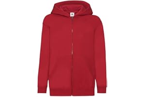 Fruit of the Loom - Felpa Aperta con Cappuccio - Bambino (9-11 Anni) (Rosso)
