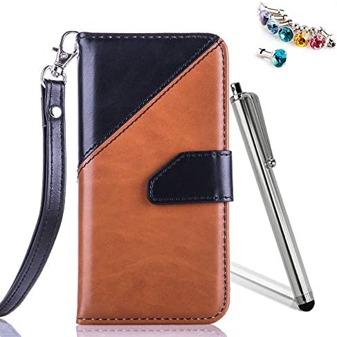 iPod Touch 5 Touch 6 Case, HOTSALEUK Magnetic Flap Card Holders Money Pouch, Retro Leather Wallet Case Purse Protective Cover Stand Function Flip Folio Book Case for iPod Touch 5/6 -brown+black