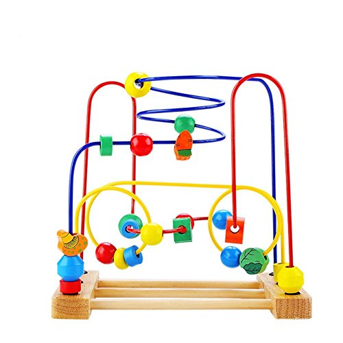 Baby Toddler Wooden Toys Mini Around Wooden Beads Maze Enlightenment Educational Toys Game Bauble -- Develop hand-eye coordination