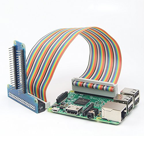 Haiworld RPi GPIO Breakout Expansion Board + Compatible Ribbon Cable, For Raspberry Pi 3 2 Model B & B+ Assembled T Type GPIO Adapter Plus - 4