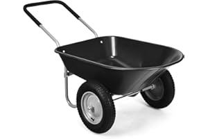 COSTWAY Brouette de Jardin 2 Roues, Brouette de Jardin Résistante en Fer avec Pneus Ø 35cm et Poignée, Charge Max 100 KG, pour Jardinage/Maçonnerie (Noir)