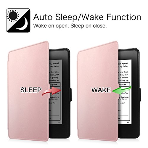 Fintie Kindle Paperwhite Hülle – Die dünnste und leichteste Smartshell Case Schutzhülle Tasche mit auto Sleep / Wake für den neuen Kindle Paperwhite 2016 (mit 300 ppi-Display, 6 Zoll, und integrierter Beleuchtung) und alle Modelle von 2012, 2013, 2014, 2015, Roségold - 2