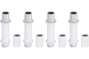 PATIKIL Kit Asta Lampada a Tubo Dritto 4 Set M10 Acciaio al Carbonio 40mm Lunghezza Asta Filettata a Doppia Estremità con Dado Accoppiamento Manicotto Connettore per Lampade Tavolo, Bianco