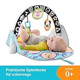 3 abnehmbare Spielzeuge: Spiegel, Panda-Rassel und ein mehrgliedriges Spielzeug