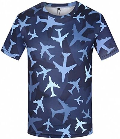 Camouflage Shirt Camo Army Military T Shirt Men Fitness T Shirt Summer T-shirts Blue Aircraft 3D Fashion T-Shirt Multi XXXL