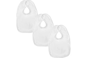 BABAN BABY Large Cotton Baby Dribble Bib - Baby Bibs 0-6 Months to 6-12 Months - Premium British Made Teething Bib for Boys & Girls - 3 Pack, White