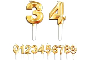 WLHGH Geburtstag Zahl Kerzen, 3/4/34/43 JJubiläumstorten Dekoration, Gold Nummer Geburtstagskuchen kerzen, Kuchen Dekoration für Geburtstag Party Hochzeit Jahrestag Abschlussfeier Feier Lieferungen