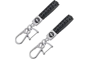 USTNIR Porte Clef Voiture, 2 Pièces Porte-Clés en Cuir Tressé, Cuir Porte-clés de Voiture, Porte Clef Cuir, Trousseau Portable de Voiture, Pendentif Clé Idéal pour les Clé de Voiture Moto et Maison