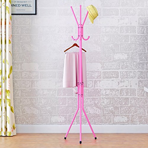 coat rack Coat Rack Multifunctional floor-standing children's clothes hanger clothes rack bedroom metal creative hanger (Color : Pink)