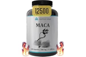 ‎NATIVE VITAL MACA BLACK - WICHTIG: 25:1-12.500mg MACA Pulver - 180 Kapseln - deutsche Produktion - Vegan - Labor Geprüft