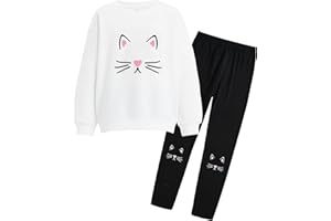 JiAmy Girls Outfits Set 2PCS Clothes Long Sleeve Sweatshirt T-Shirt Tops Leggings Trousers Sweatsuit 4-10Y