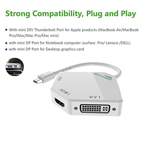 CableDeconn Multifunktions-Thunderbolt Mini Displayport DP auf HDMI VGA DVI Kabel Konverter Adapter für MacBook Pro Air - 2