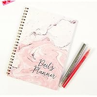 Tagesplaner A5, Marmor Notizbuch, Spiralbuch, Spiralheft, Planer, 50 Blatt,
