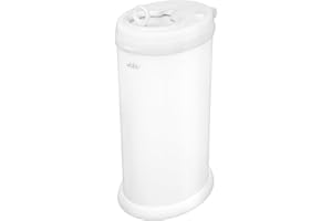 Ubbi Stainless Steel Nappy Disposal Bin, No Special Bag Required, Award-Winning, Registry Must-Have Nappy Bin, Matte White