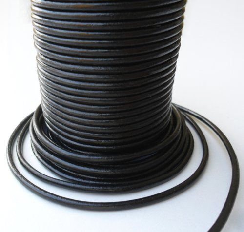 Auroris 25 m Rolle Lederband, rund Durchmesser 2,5 mm, schwarz