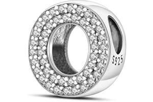 QIKAOLA 925 argent Sterling charmes lettre A-Z Alphabet pour Pandora Bracelet et collier zircone cubique perles de charme pendentif convient pour les Bracelets européens collier pour femmes filles