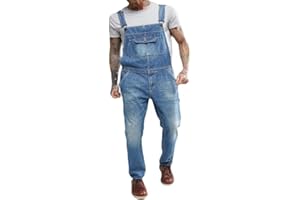 ORANDESIGNE Herren Denim Latzhose Overalls Jeanshose Männer Cargo Jeans Retro Jumpsuit Arbeitshose Blau Arbeitslatzhosen Loose Fit Latzanzug Jumpsuit