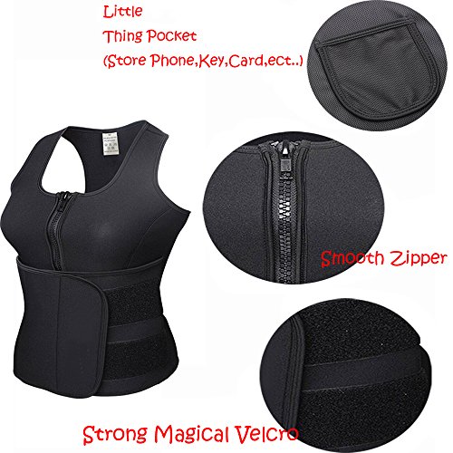 DODOING Slimming Body Shaper Vest Damen Neoprene Sauna Anzüge – Sauna Tank Top Vest Einstellbare Shaper Trainer Gürtel mit Reißverschluss - 5