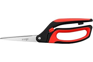 LIVINGO 10" Spring Action Fabric Scissors, Professional Dressmaking Sewing Scissors for Tailor Dressmaker, Spring Loaded Heavy Duty Shears for Crafting with Comfortable Handle, All Purpose (Red/Black)