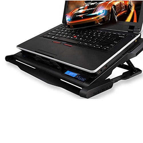 ‚Halterung Kühler bis 6 Lüfter für Laptop Notebook PC, Konsolen… Kompatibel Gerät von 9 bis 17, blaue LED-Beleuchtung, Belüftung und höhenverstellbar, 2 Ports USB… - 2