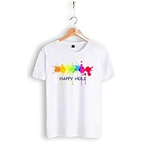 Decor Production Men's/Women's Regular Fit -Colourful - Holi Tshirt Shirt for Men/Women Printed Round Neck Tshirt(Size…