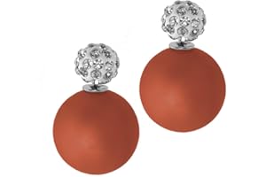 tumundo Double Perle Shamballa Cristal Boucles d'oreilles Fausse Perles Bijoux Femme Balle Mat Couronne Glitter Strass