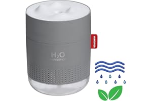 VELLICHOR EUROPE Cold Mist Humidifier for Plants: 500ML Quiet Air Humidifier with Two Adjustable Modes and Night Light, Auto-Off, Ideal for Bedroom/Office/Baby Room/Plants, Grey - Electric