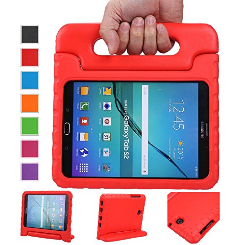 NEWSTYLE Funda para Tab S2 8.0,Peso ligero funda infantil protección para niños extra resistente a prueba de caídas fabricada en EVA con asa, soporte y protector de pantalla para Niños, niñas, adultos (rojo)