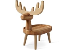 Dofira Forest Stag Bandeja para Llaves de Madera para Mesa de Entrada, Soporte Decorativo para Joyas de Ciervo, Organizador de Almacenamiento de Escritorio para Anillo, Reloj, Gafas de Sol