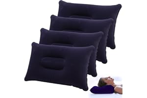 YWKJDDM Inflatable Pillows for Camping, 4Pcs Outdoor Travel Pillow, Portable Compressible Pillow, Ultralight Inflatable Pillow for Traveling Hiking Office Fishing(Dark Blue)