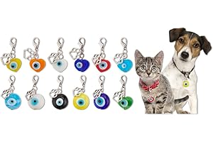 DELORIGIN 12pcs Natural Gemstone Pet Collar Charms, Moon Shaped Jewelry Charms Colorful Dog Paw Pet Collar Pendants Clip-on Charms for Dog Cat Bag Decor Keychain Pet Necklace Home Decoration