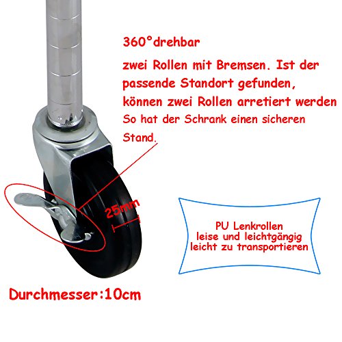 Yorbay Industrie Kleiderschrank 270kg rollbar mit Kleiderstange und Einlegeboden (2*Kleiderstange+1*Einlegeboden ohne Bezug) - 4