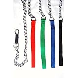 Schwarz Hundeleine Stahl Classic Long 1.2 mt Halsband Leine Führungsleine Hundeleine Bondage Fetisch Halsband Stahl Metall Kette ca.120cm - Griff Nylon ca.20cm
