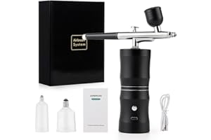 LIARTY Kit de aerógrafo con compresor, portátil, inalámbrico, recargable, 170 kPa con 3 niveles de presión ajustable, kit de aerógrafo de mano para maquillaje, decoración de pasteles, modelado