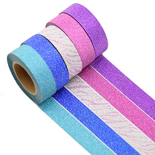 K-LIMIT 5er Set Washi Tape Dekoband Masking Tape Klebeband Scrapbooking DIY Weihnachten Christmas Glitter 6280
