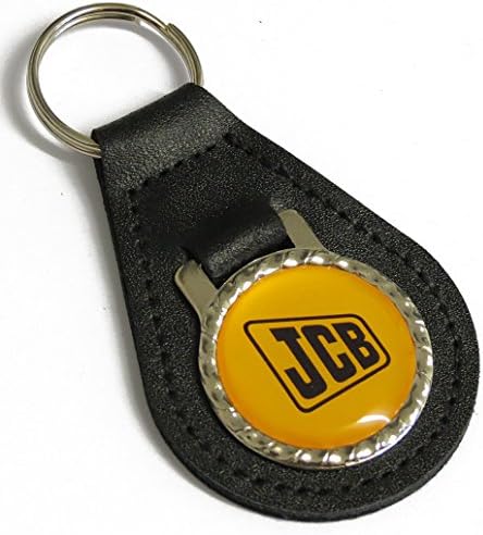JCB Emblem Leather Keyring Gift for Diggers Key Fob - Keychain Gifts.