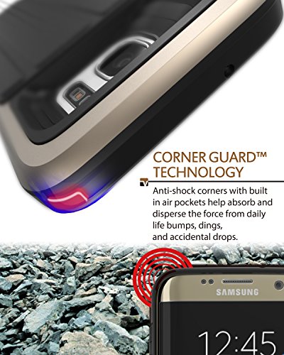 Galaxy S7 Edge funda  Vena  vCommute  Cuero Billetera Case Tarjeta de la ranura del sostenedor  cubierta elegante  Heavy Duty Wallet Cubrir con pie de apoyo para Samsung Galaxy S7 Edge  Oro 