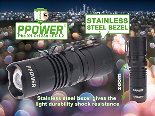PPOWER Pbe X1 Cr123a LED Cree Xm-l2 600 Lumen Mini Taschenlampe P-Power - 6
