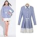 OS05 Women Autumn The New Stripe Dress (S, BLUE)