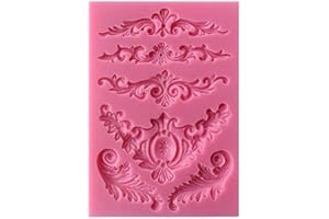 Musykrafties Vintage Estilo Barroco Curlicues Espiral Encaje Fondant Molde de Silicona para Modelado Azúcar, Pastel Borde Decoración, Adorno Pasteles, Joya,Polímero Flexible, Manualidades Proyectos