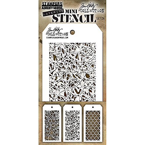 Stampers AnonymousTim Holtz Mini Stencil Set 24, Synthetic Material, 21.6 x 9.2 x 0.1 cm