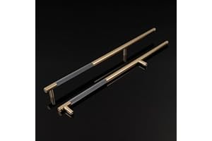 Pexintek 2 Tiradores de Armario Modernos Dorados de 256 mm Tirador de Cajón con Agujero Interior Tirador de Tocador Para Armario de Cocina Armario Librería (Gris Dorado)