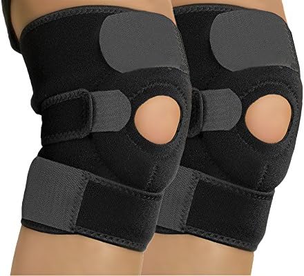 HTKJ 2x Knee Brace Support Knee Sport Breathable Neoprene Adjustable Non-Slip Knee Pad