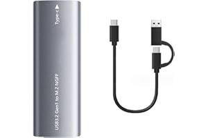 EDKSEGJCSOUS M.2 NVMe SATA SSD Enclosure, 10Gbps USB 3.2 Gen 2 to NVMe Adapter, Tool-Free Aluminum External SSD Enclosure for M-Key/B+M Key PCIe & SATA SSD, UASP & Trim Supported
